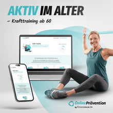 Laden Sie das Bild in den Galerie-Viewer, AKTIV IM ALTER - Krafttraining ab 60: 8-Wochen Online-Präventionskurs – bis zu 100% erstattbar + 6 Monate Gratiszugang fitnessRAUM.de